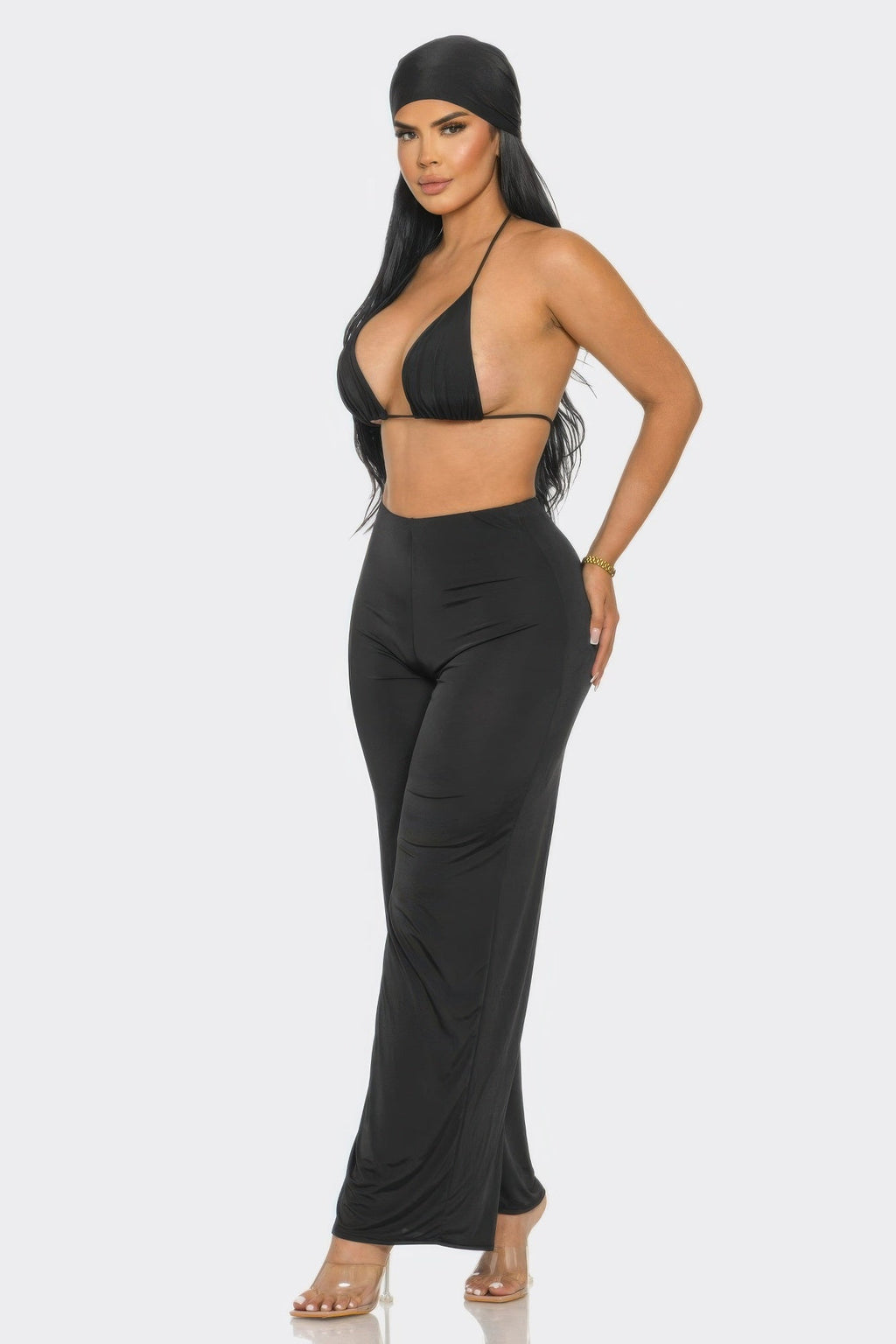 Bra Top And Pants And Bandana Set