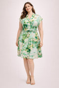 Floral Waist Tie Shirt Dress