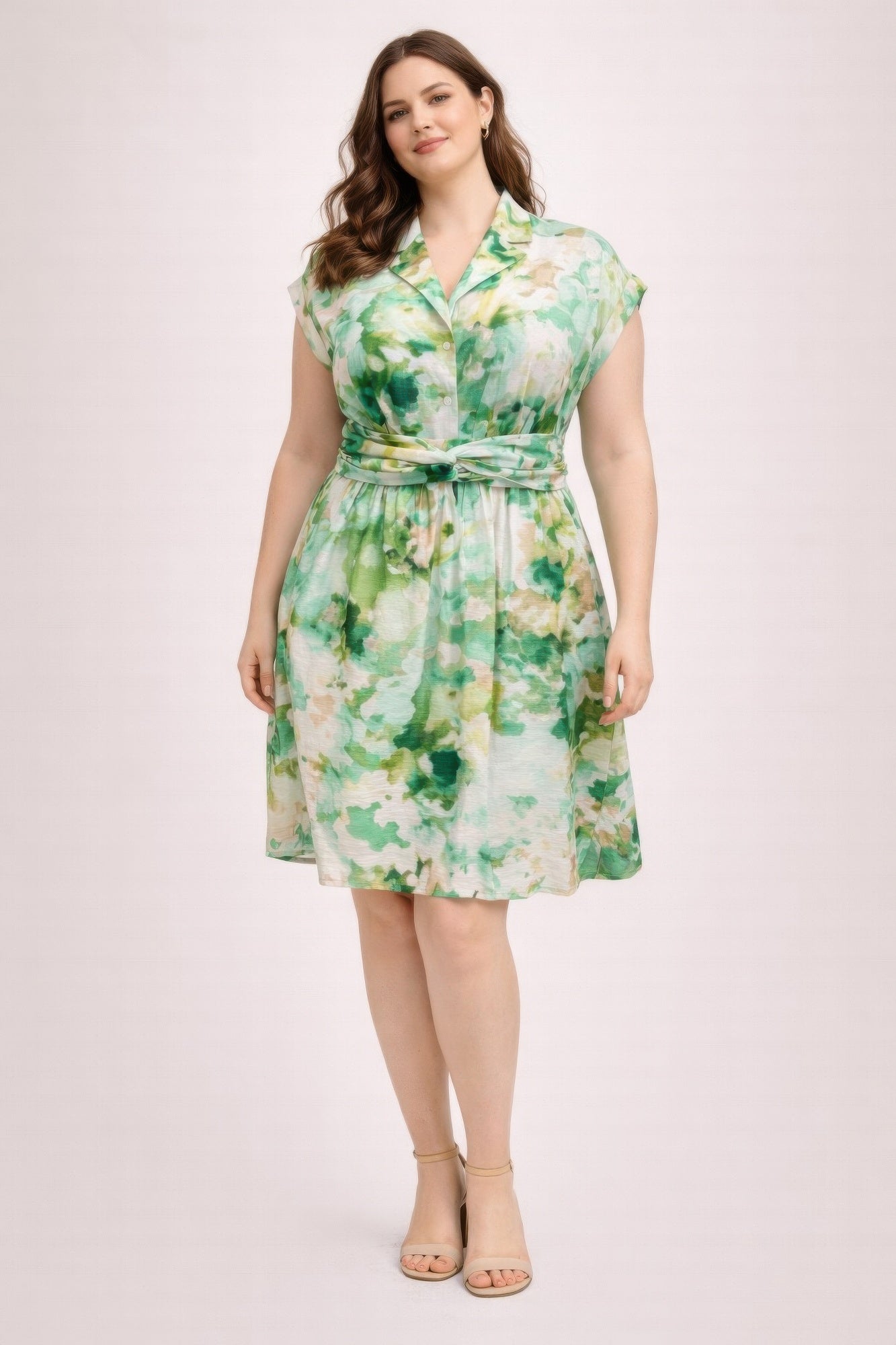 Floral Waist Tie Shirt Dress
