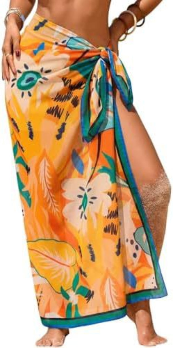 Sheer Chiffon High-Slit Swim Cover-Up Dress