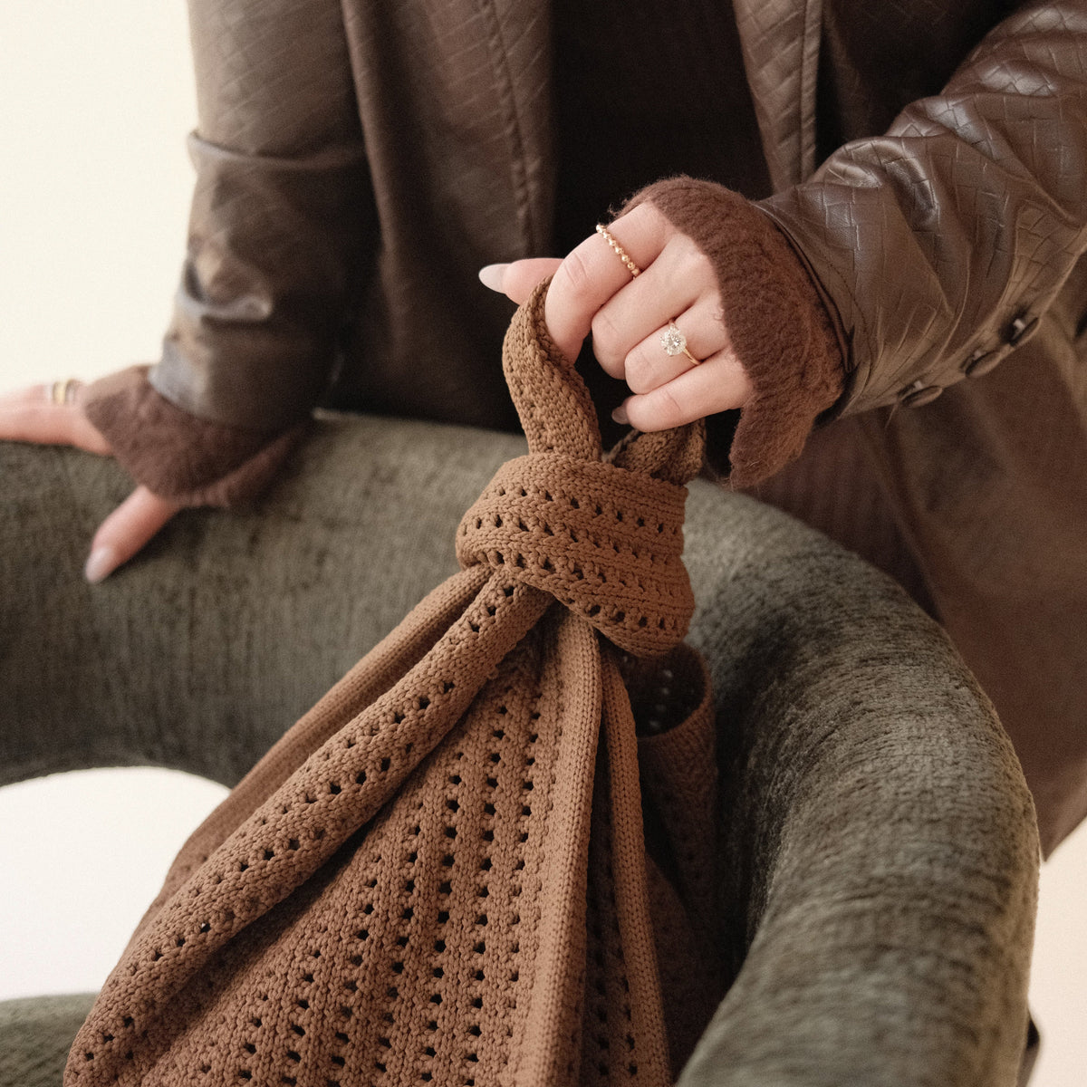 Brown Crochet Handbag