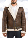 Forest Double Face Shearling Distressed Leather Jacket