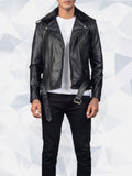 Furton Black Biker Leather Jacket