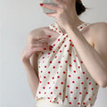 Backless Camis Women Summer Polka Dot Twist Halterneck Vest Female Casual Chiffon Tops