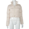 Faux PU Leather Y2K Bubble Puffer Winter Warm Jacket Women Long Sleeve Coats