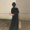 Polka Dot Slim Waist Bandage Long Dress Female Vintage Vestidos with Belt Sundress