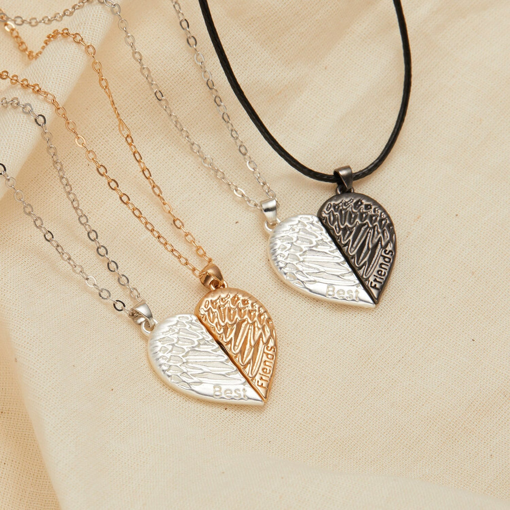 2 Pieces Magnetic Couple Necklaces Friendship Heart Pendant Distance Faceted Charm Necklace