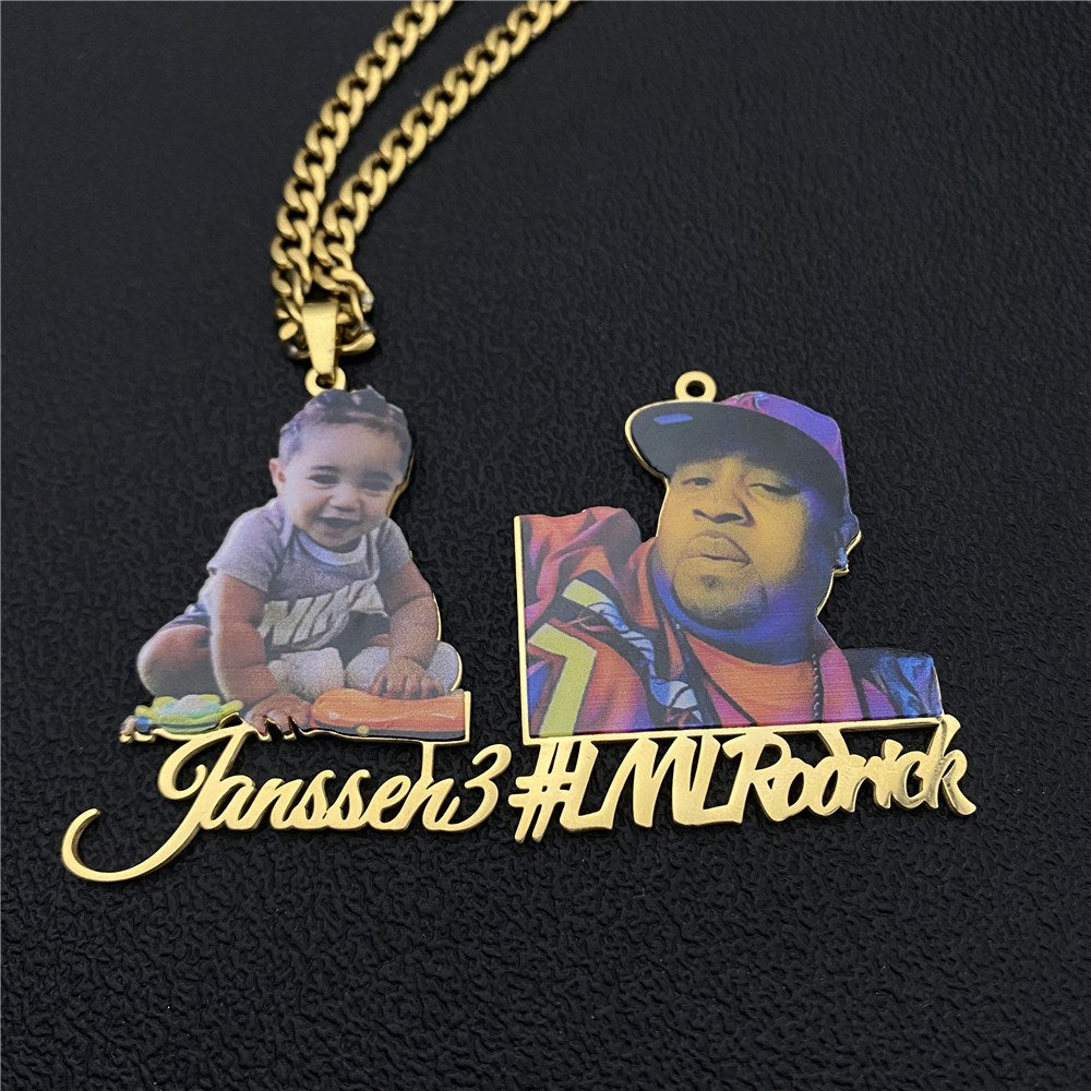 Custom Photo Necklace Custom Picture Nameplate Pendant Necklace for Kids Memory Jewelry