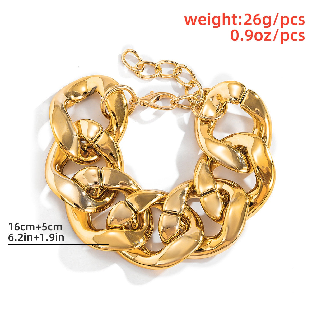 Hip Hop Thick Link Chain Bracelet Women's CCB Material