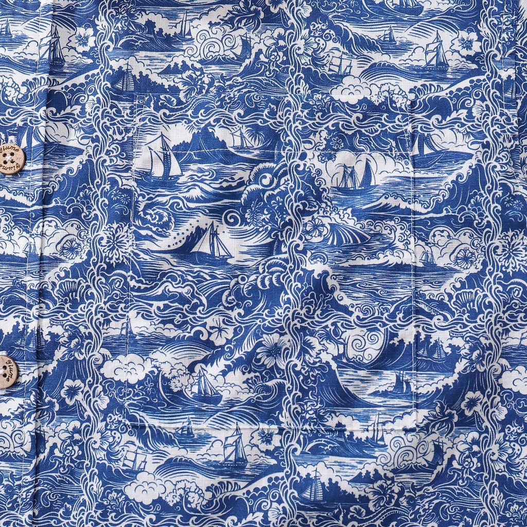 Men's Hawaiian Shirt Voyage of Discovery Print Cotton Button-down Short Sleeve Aloha Shirt By Amy