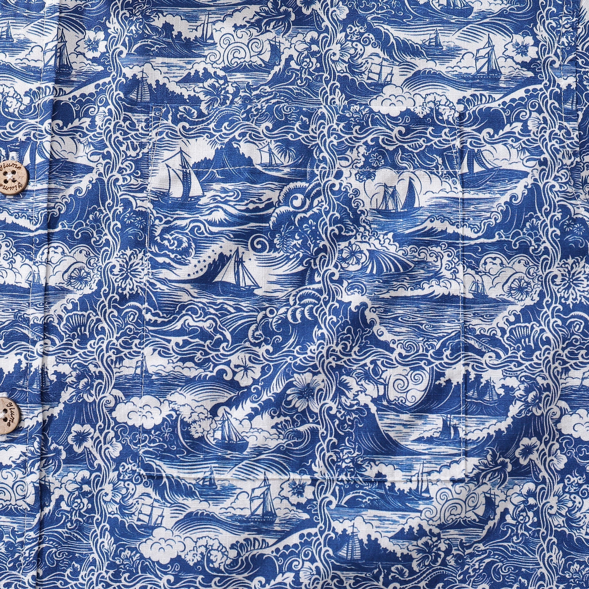 Men's Hawaiian Shirt Voyage of Discovery Print Cotton Button-down Short Sleeve Aloha Shirt By Amy