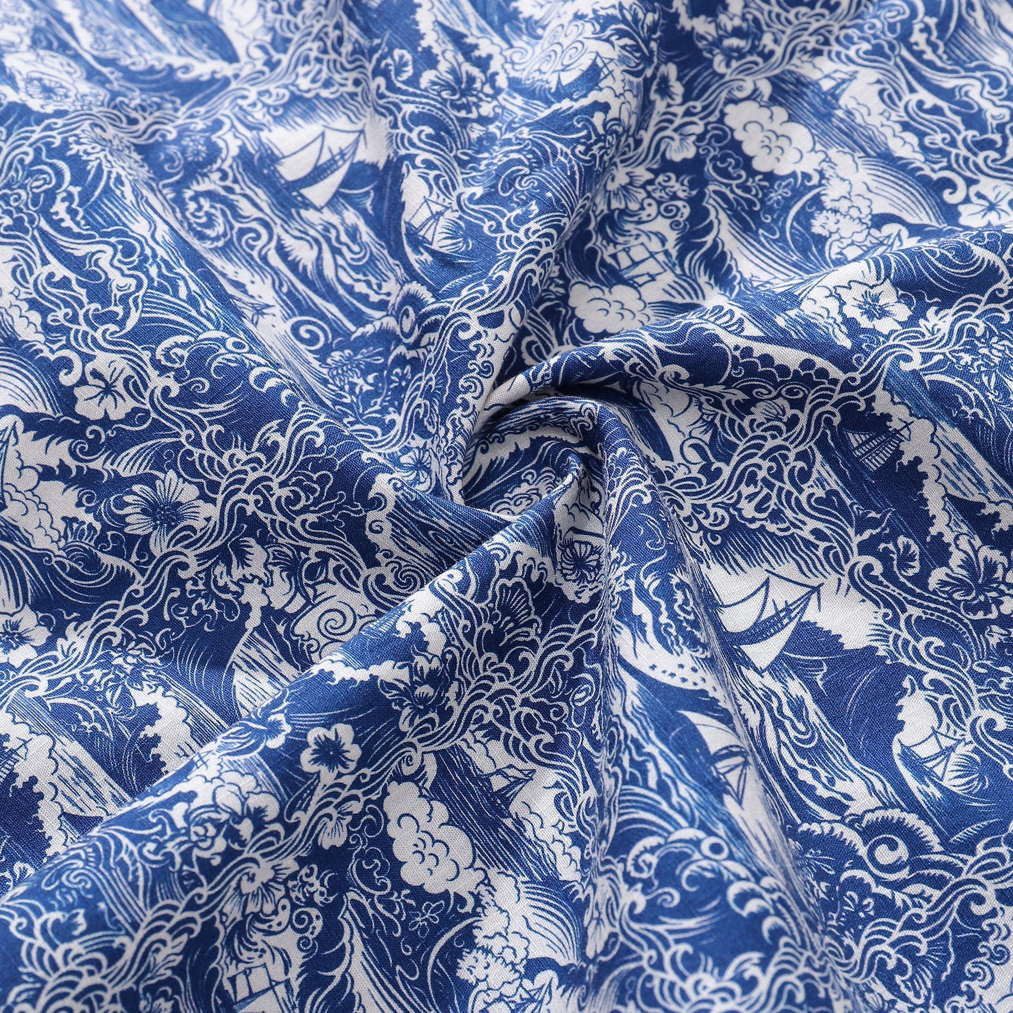 Men's Hawaiian Shirt Voyage of Discovery Print Cotton Button-down Short Sleeve Aloha Shirt By Amy