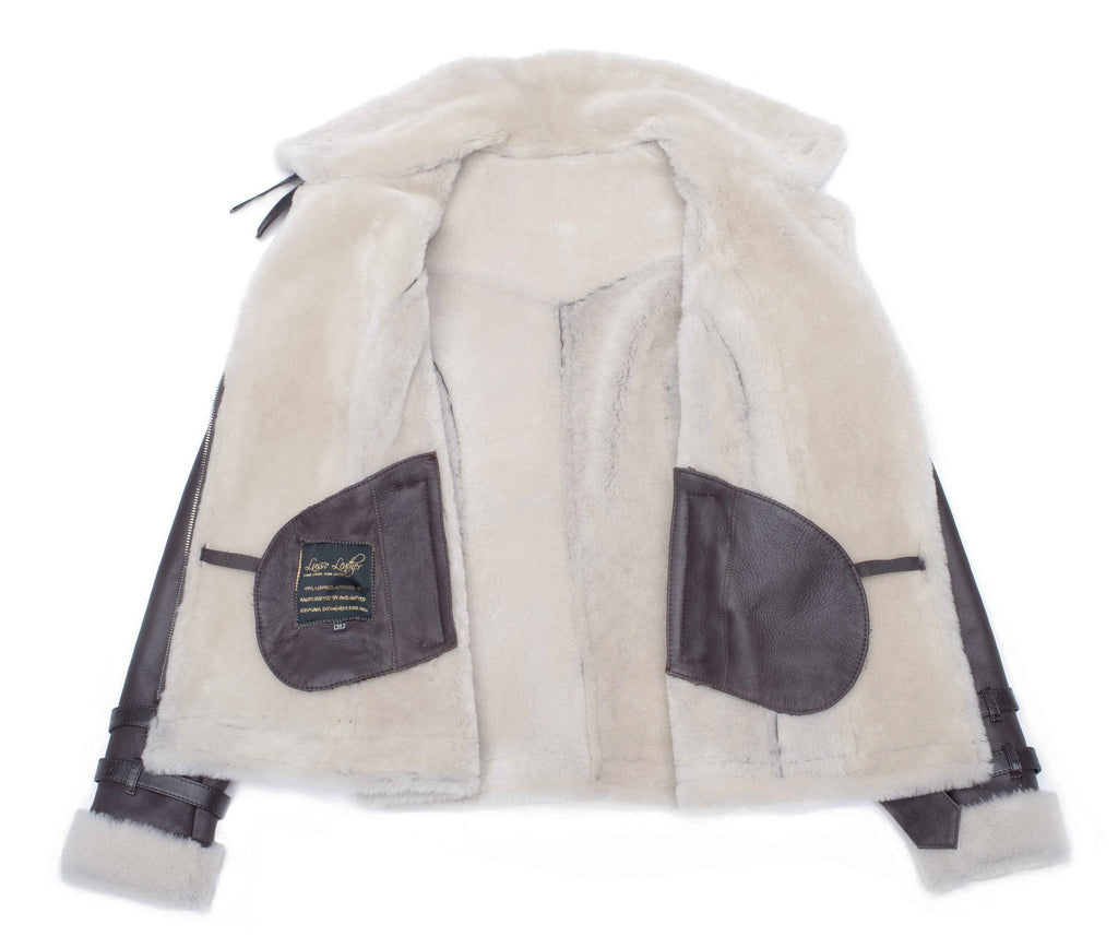 Jaynes Sheepskin Brown Biker Shearling Jacket