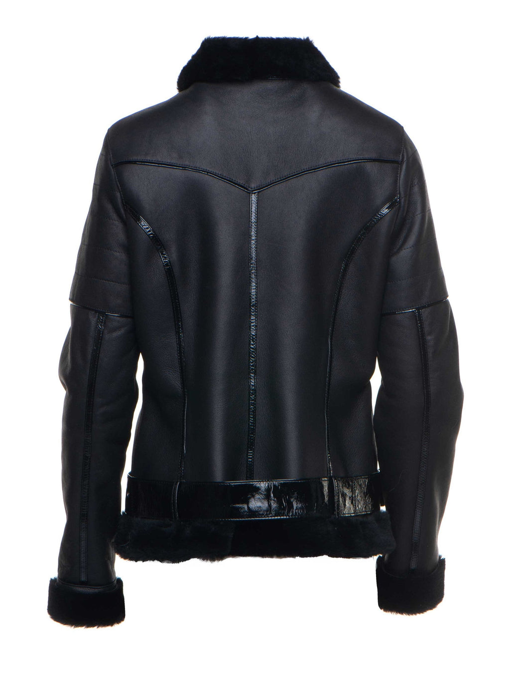 Tashas Black Sheepskin Shearling B-3 Bomber Style Jacket