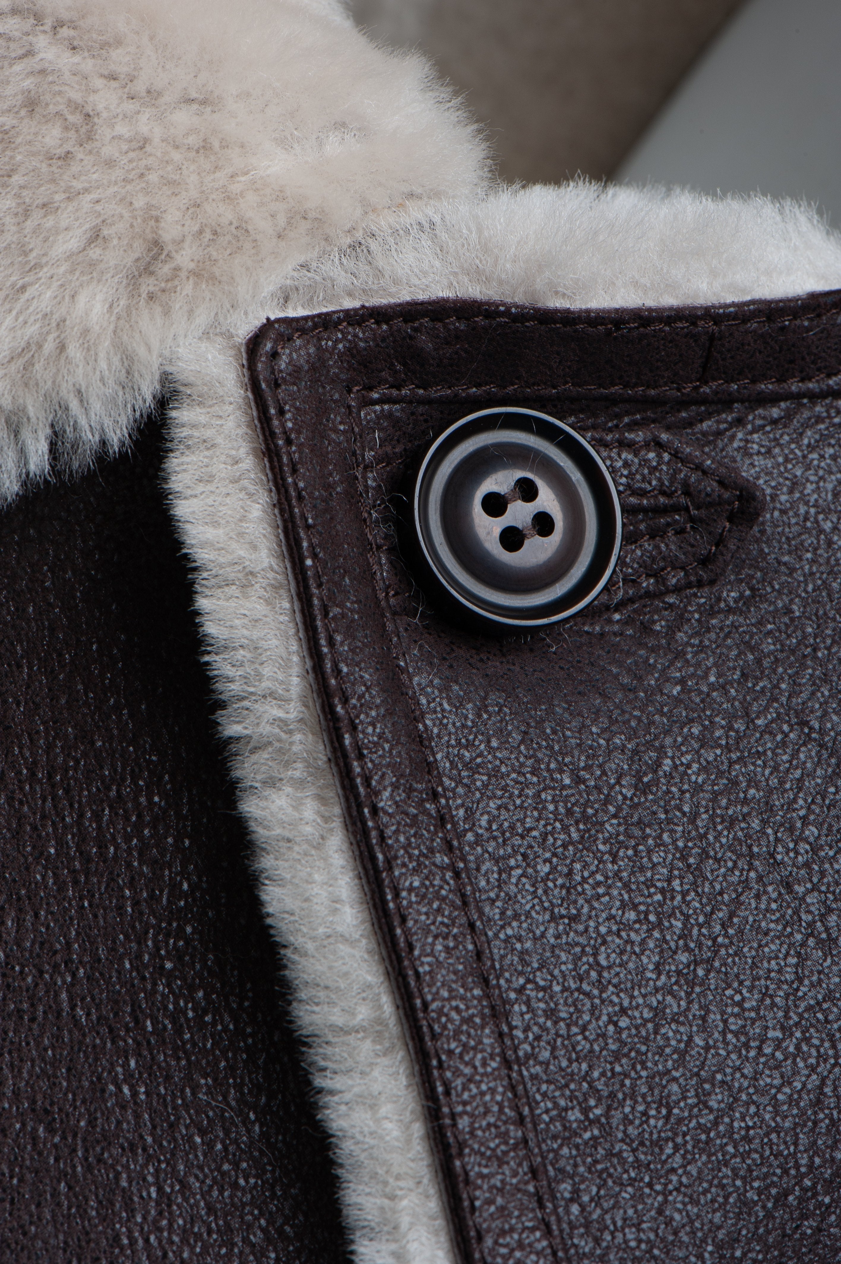 Jozefs 3/4 Length Brown Shearling Buttoned Coat