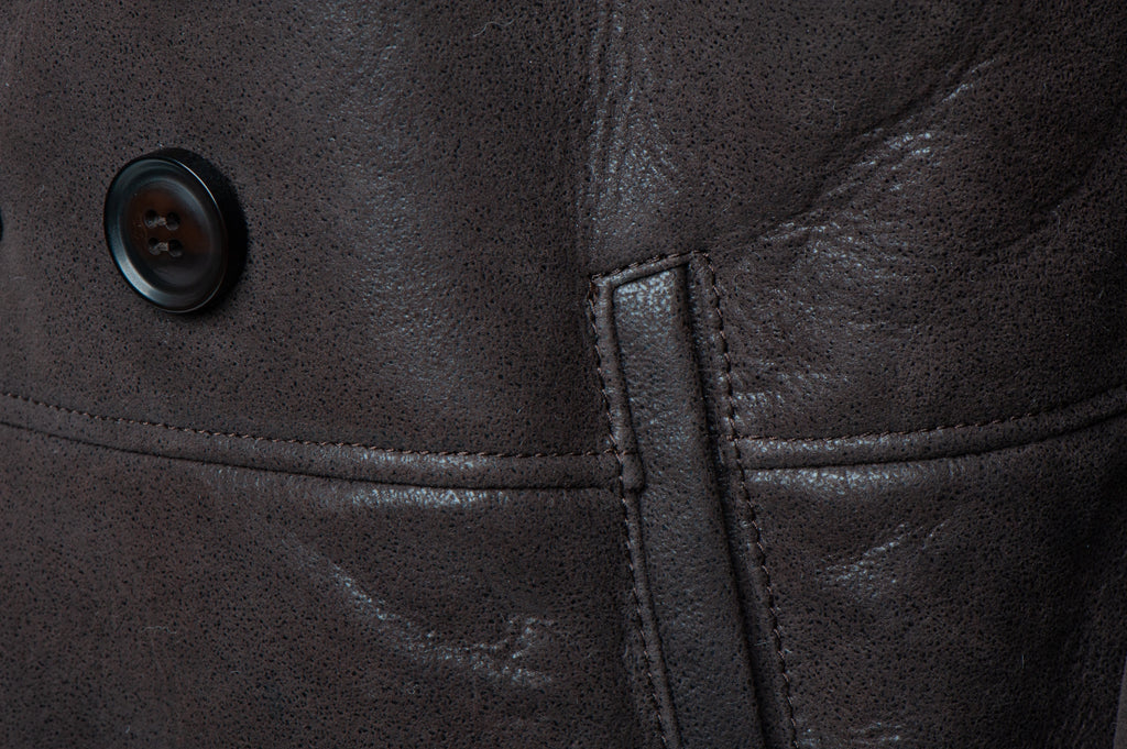 Jozefs 3/4 Length Brown Shearling Buttoned Coat