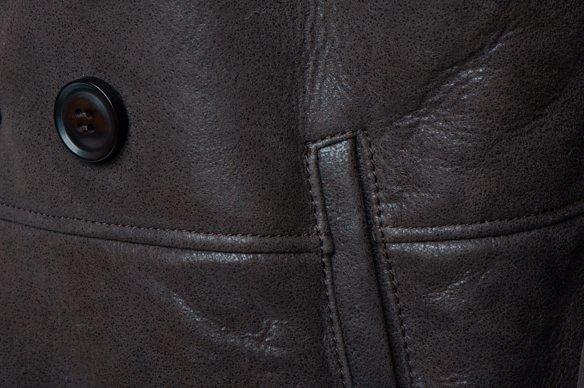 Jozefs 3/4 Length Brown Shearling Buttoned Coat