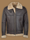 Men’s Dark Brown RAF Shearling Bomber Leather Jacket