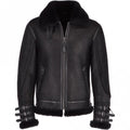 Men’s Black Aviator Flying Bomber Shearling Leather Jacket