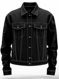 Men’s Black Cotton Strap Pocket Jacket