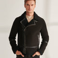 Men’s Black Pilot Sheepskin Shearling Leather Aviator Jacket