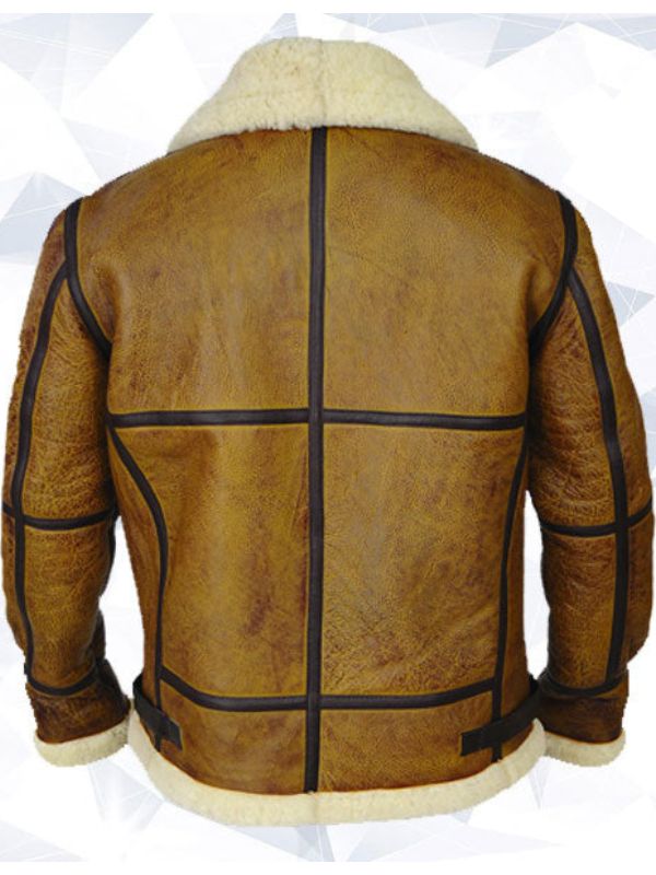Men Brown B3 Bomber Shearling Jacket – Classic Aviator Style for Men