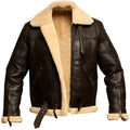 Men’s Brown B3 RAF Aviator Bomber Shearling Real Sheepskin Leather Jacket