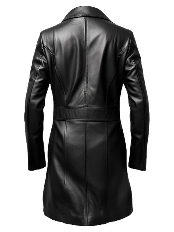 Men’s Stylish Black Long Leather Coat