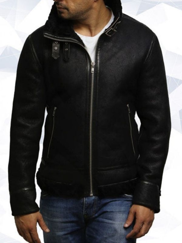 Men’s Aviator Black B3 World War II Real Shearling Sheepskin Flying Jacket