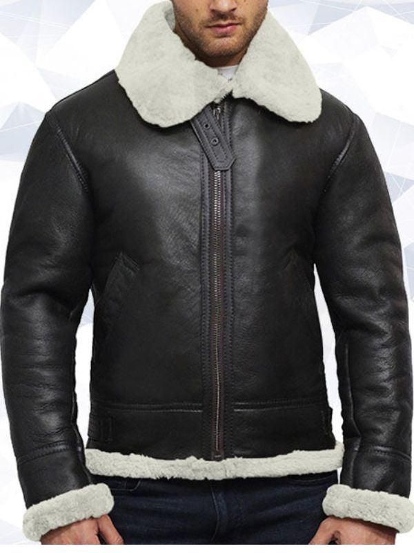 Men’s Aviator Real Shearling Sheepskin Leather Flying Jacket