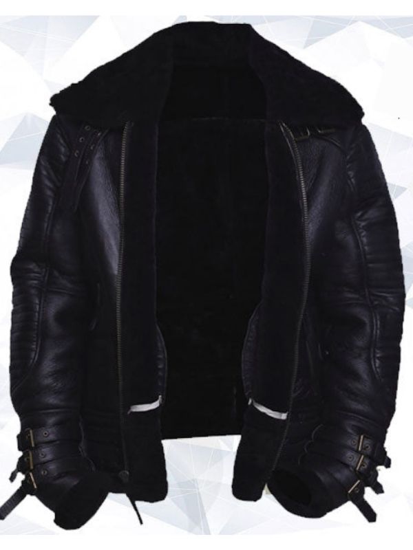 Men’s Black Biker Shearling Jacket