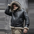 Men’s Hooded RAF Aviator B3 Sheepskin Black Shearling Jacket