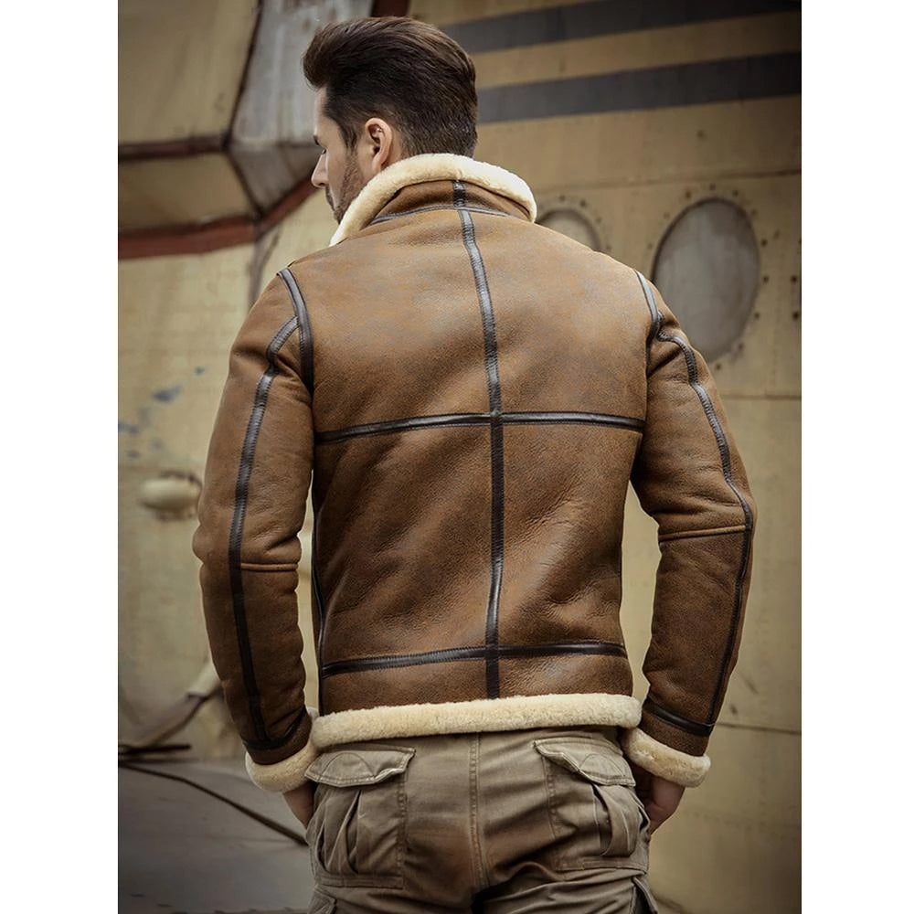 Men’s RAF Aviator Airforce Sheepskin Shearling Leather Jacket