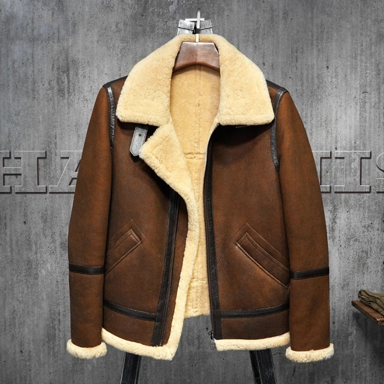Men’s B3 Shearling Dark Brown Leather Jacket