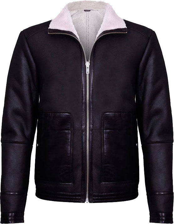 Men’s Brown Soft Aviator Leather Jacket With Fur