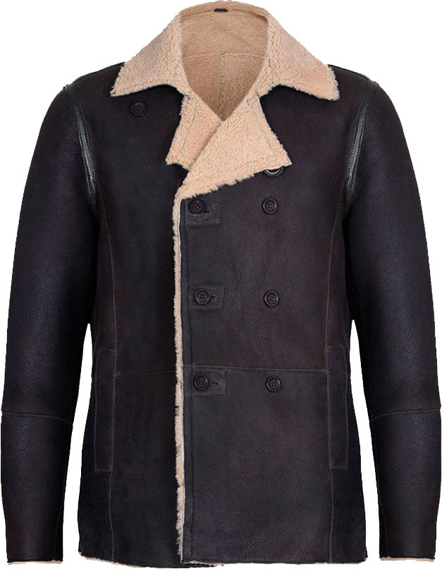 Men’s Double Breasted Real Leather Jacket With Fur