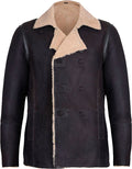 Men’s Double Breasted Real Leather Jacket With Fur