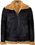 Men’s Flying Brown Vintage Real Leather Jacket With Fur