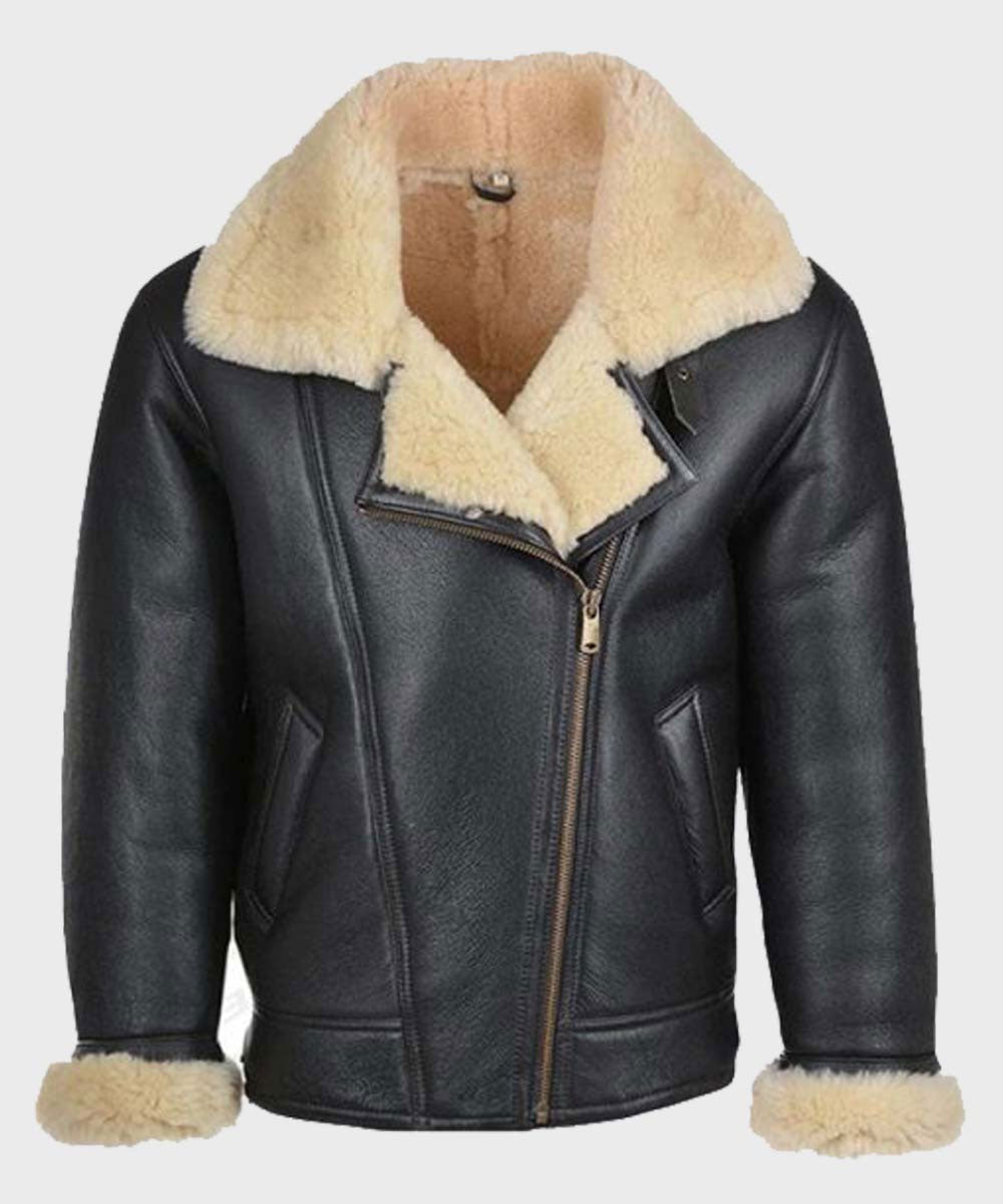 Men’s B3 Black Shearling Leather Jacket