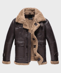 Men’s Sheepskin Shearling Dark Brown Leather Jacket