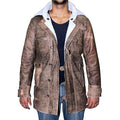 Men’s Shearling Bomber Jacket – Distressed Real Leather Winter Coat for Men