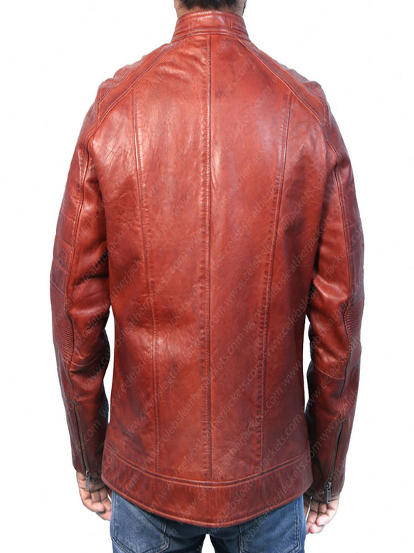 Cafe Racer Real Lambskin Leather Distressed Motorcycle Jacket