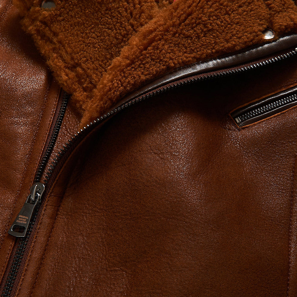 New B3 RAF Flying Sheepskin Shearling Moto Leather Jacket