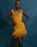Autumn Winter Hand Woven Twine Rope Shoulder Strap Tassel Dress Swing Short Dress