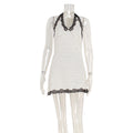 Polka Dot Sexy Pure V neck Lace Edge Slim Slimming Halter Dress A line Dress