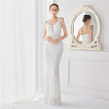 Positioning Floral Dream Socialite Gathering Party Evening Dress Sexy Long Slimming Toast Dress Bride