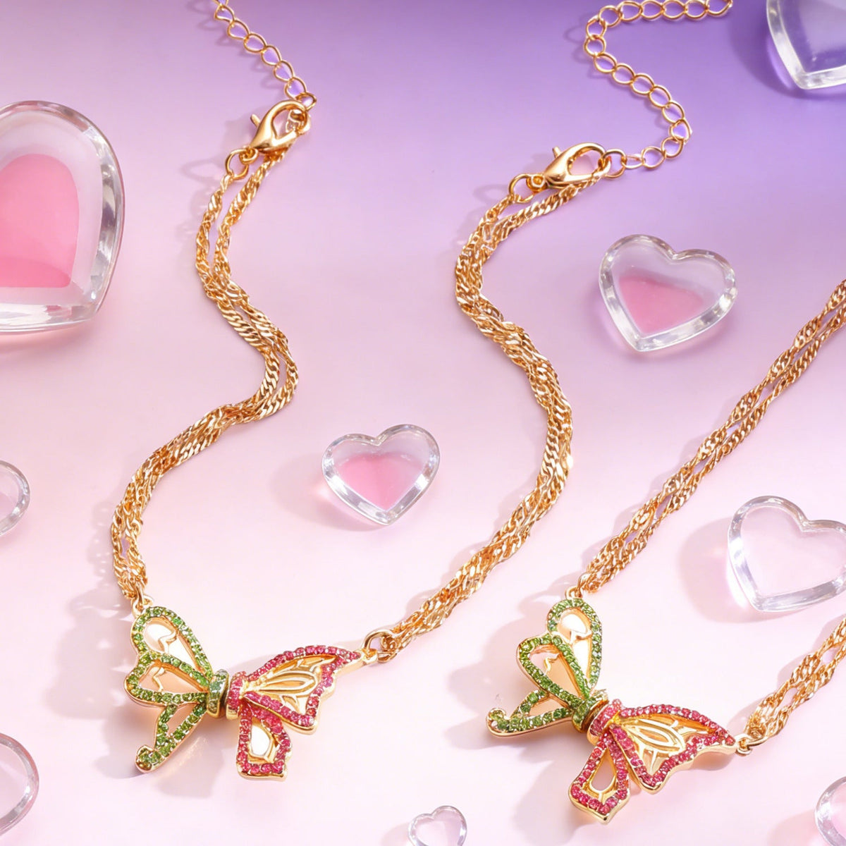 Butterfly Necklace & Bracelet Best Friend BFF Color Zircon Asymmetric Magnetic Jewelry