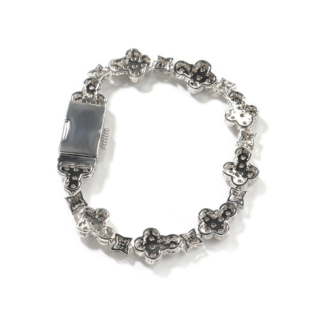 10mm cross flower star bracelet with micro-inlaid zircon