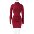 Autumn Sexy Sexy Dress Stand Collar Long Sleeve Pleated Slim Fit Niche Short Dress