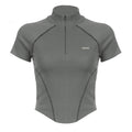 Invisible Zipper Stand Collar Short Sleeve Top Slim Fit Bottom T-Shirt